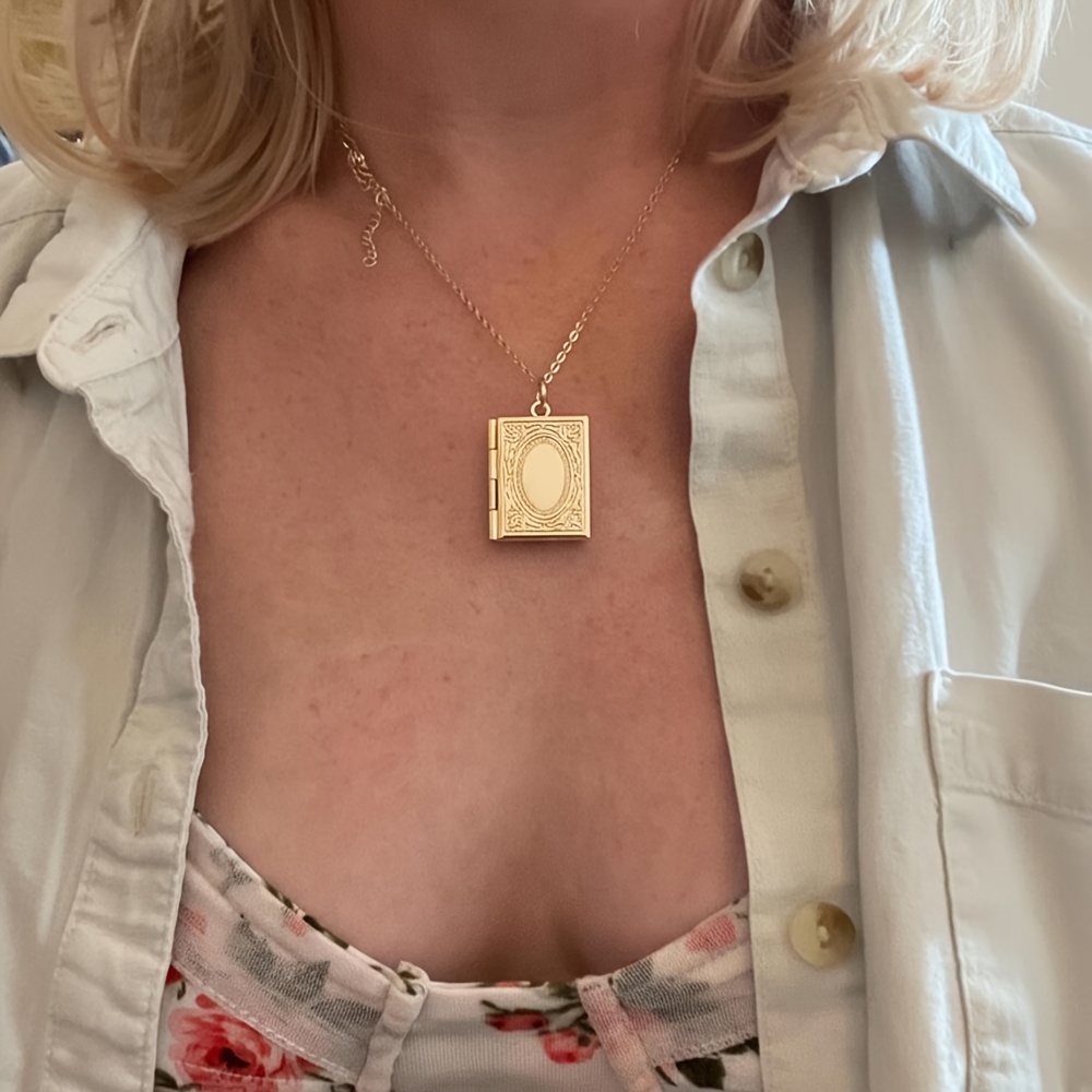 Customized Photo Book-Style Locket Necklace — Personalized Gift